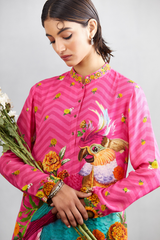 Women's straight cut kurta set with Parrot print