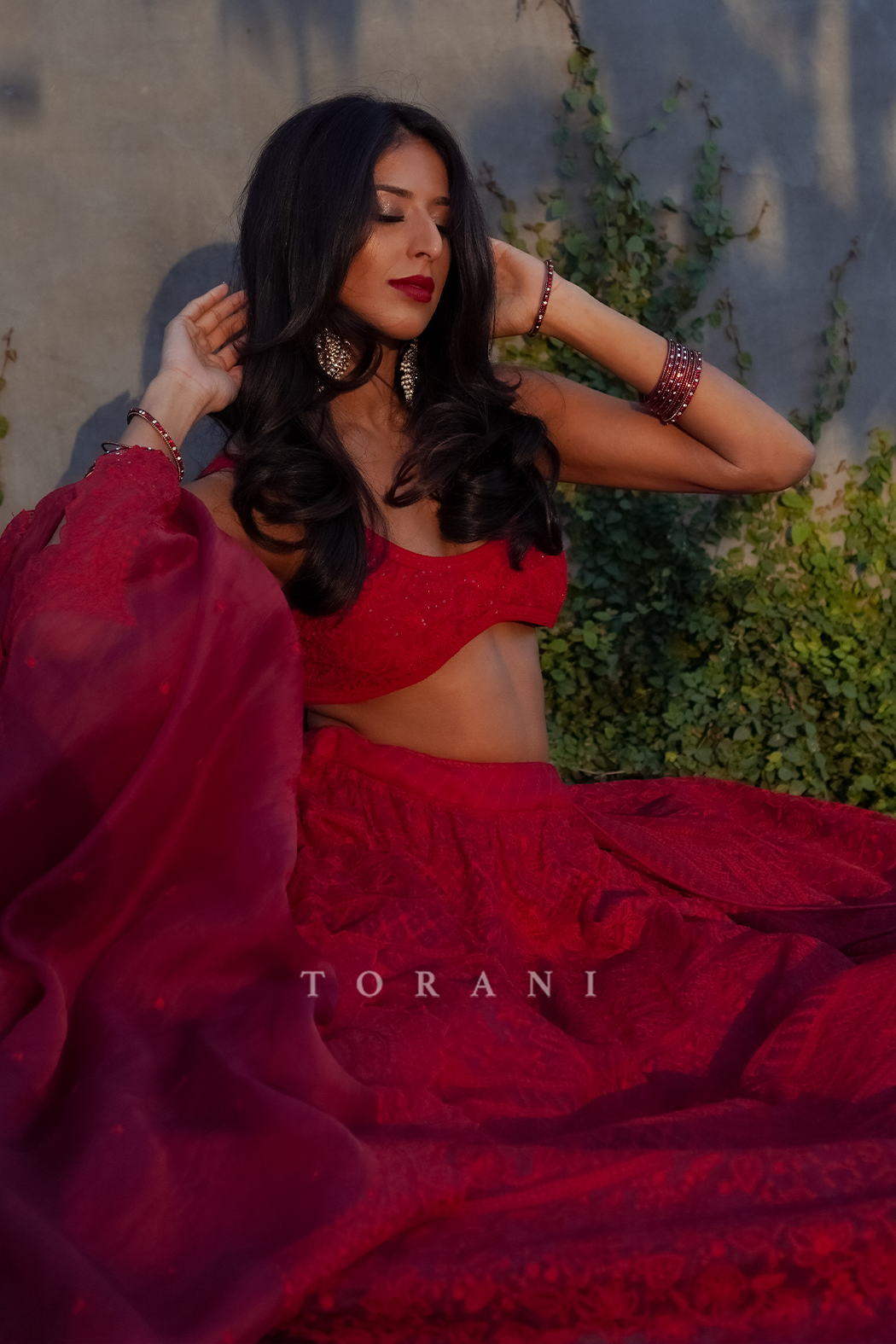 Nicole Mehta In Our Surkh Advaita Lehenga Set