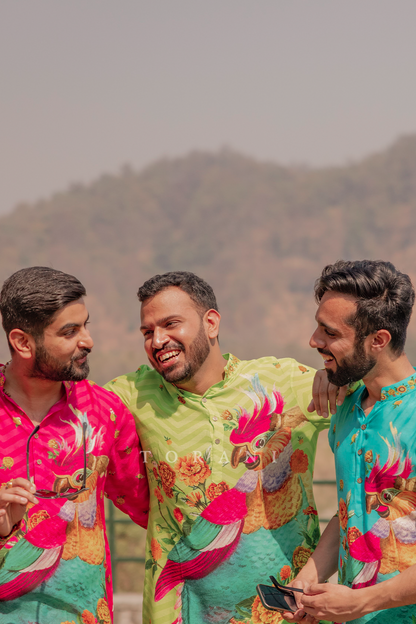 Torani Men in our Satrangi Hiraman Tota Kurta Sets