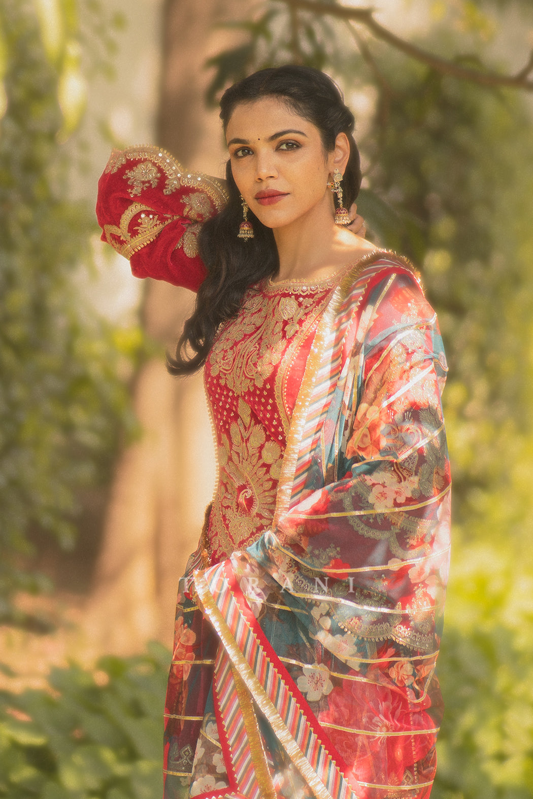 Shriya Pilgaonkar in Fiery Pink Heavy Hand Embroidered Short Phiran Kurta Set in Silk Velvet