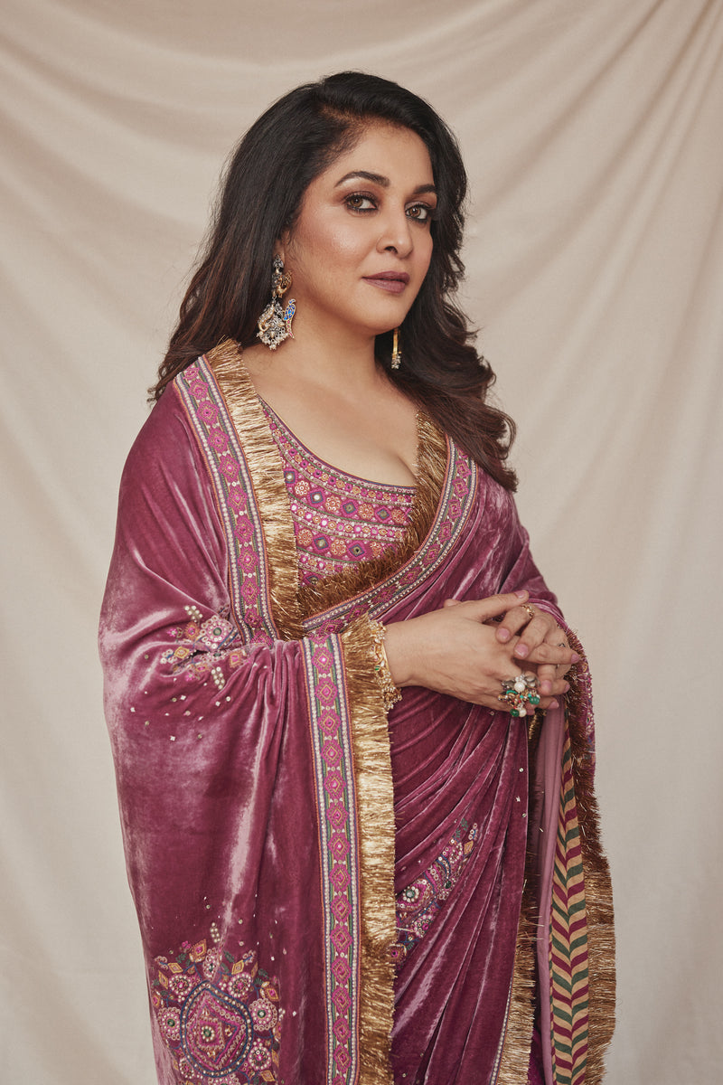 Ramya Krishnan in Torani's Silk Velvet Saree