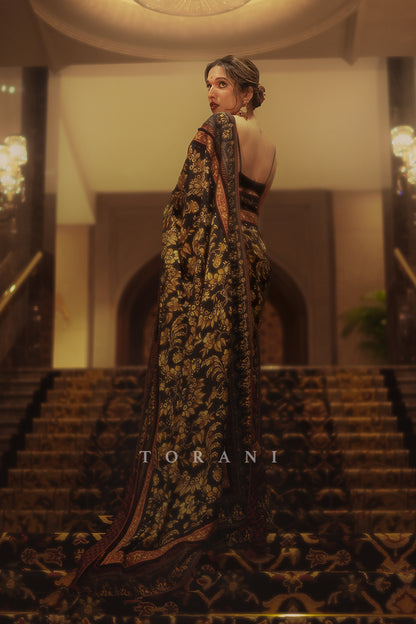 Trinetra Haldar in Black silk Saree from Torani