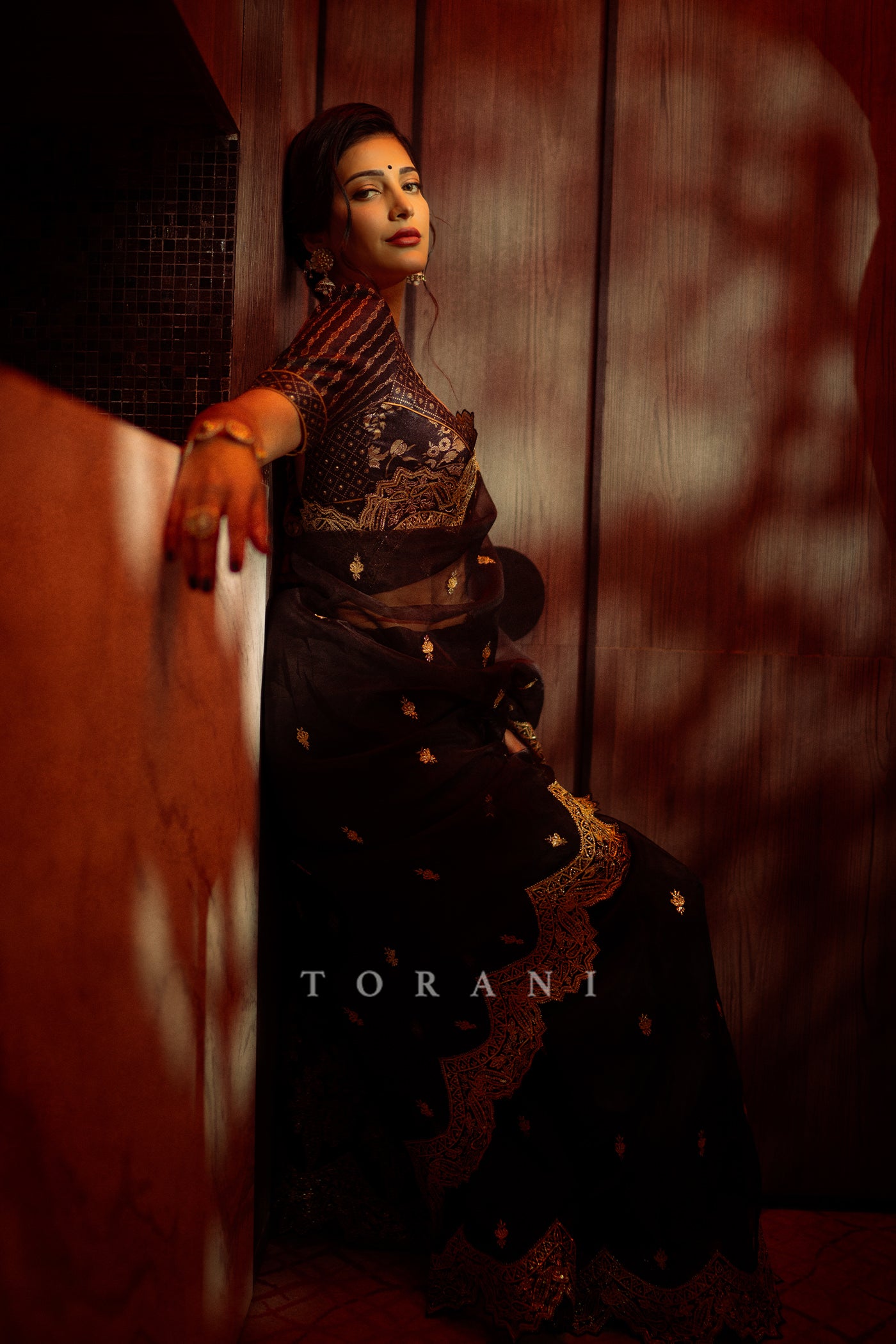 Shruti Hassan in our Gulghast Huma Saree Set