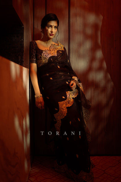 Shruti Hassan in our Gulghast Huma Saree Set