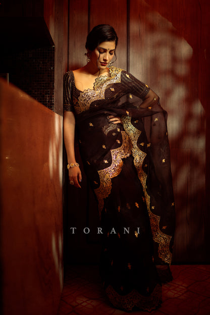 Shruti Hassan in our Gulghast Huma Saree Set