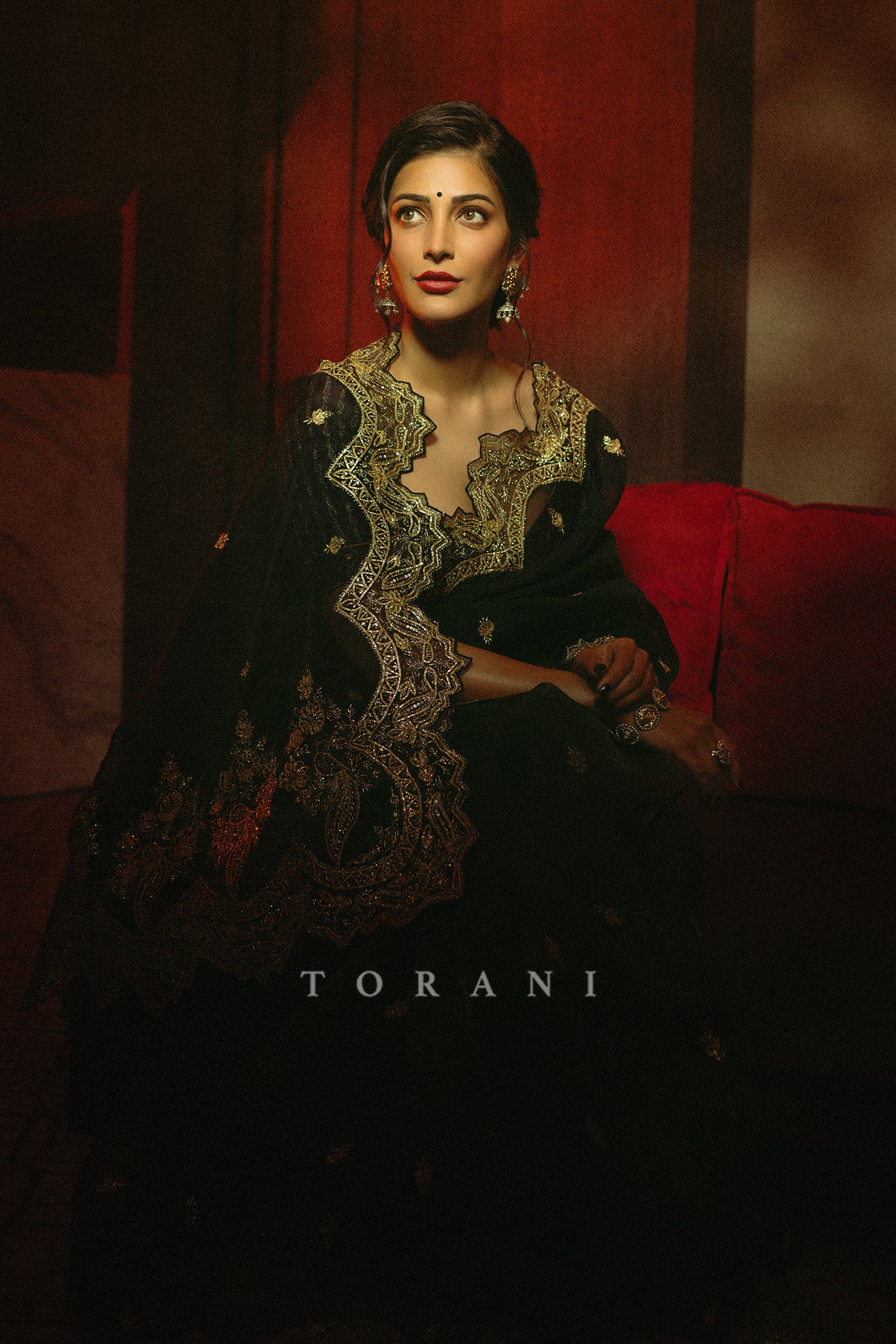 Shruti Hassan in our Gulghast Huma Saree Set