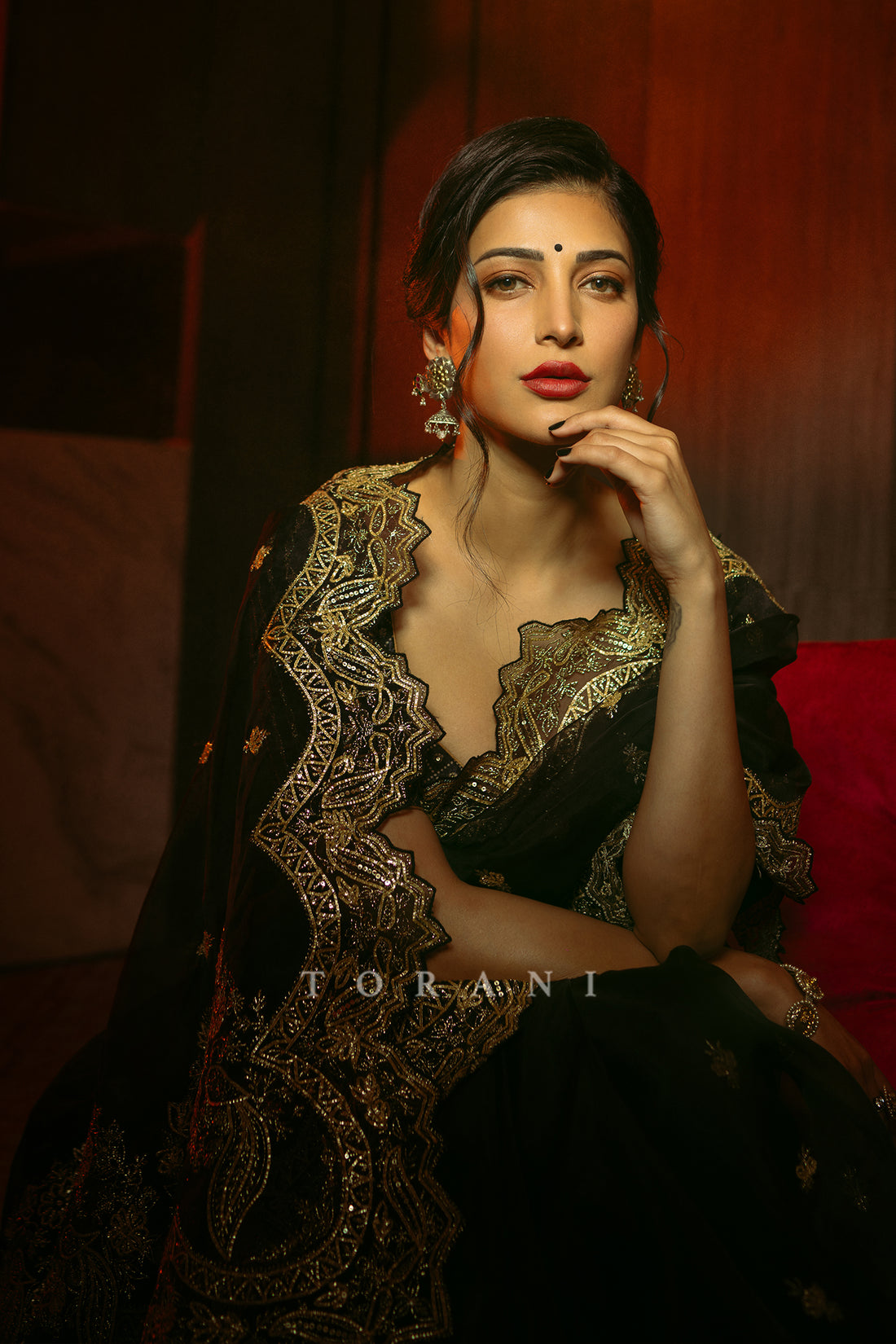 Shruti Hassan in our Gulghast Huma Saree Set