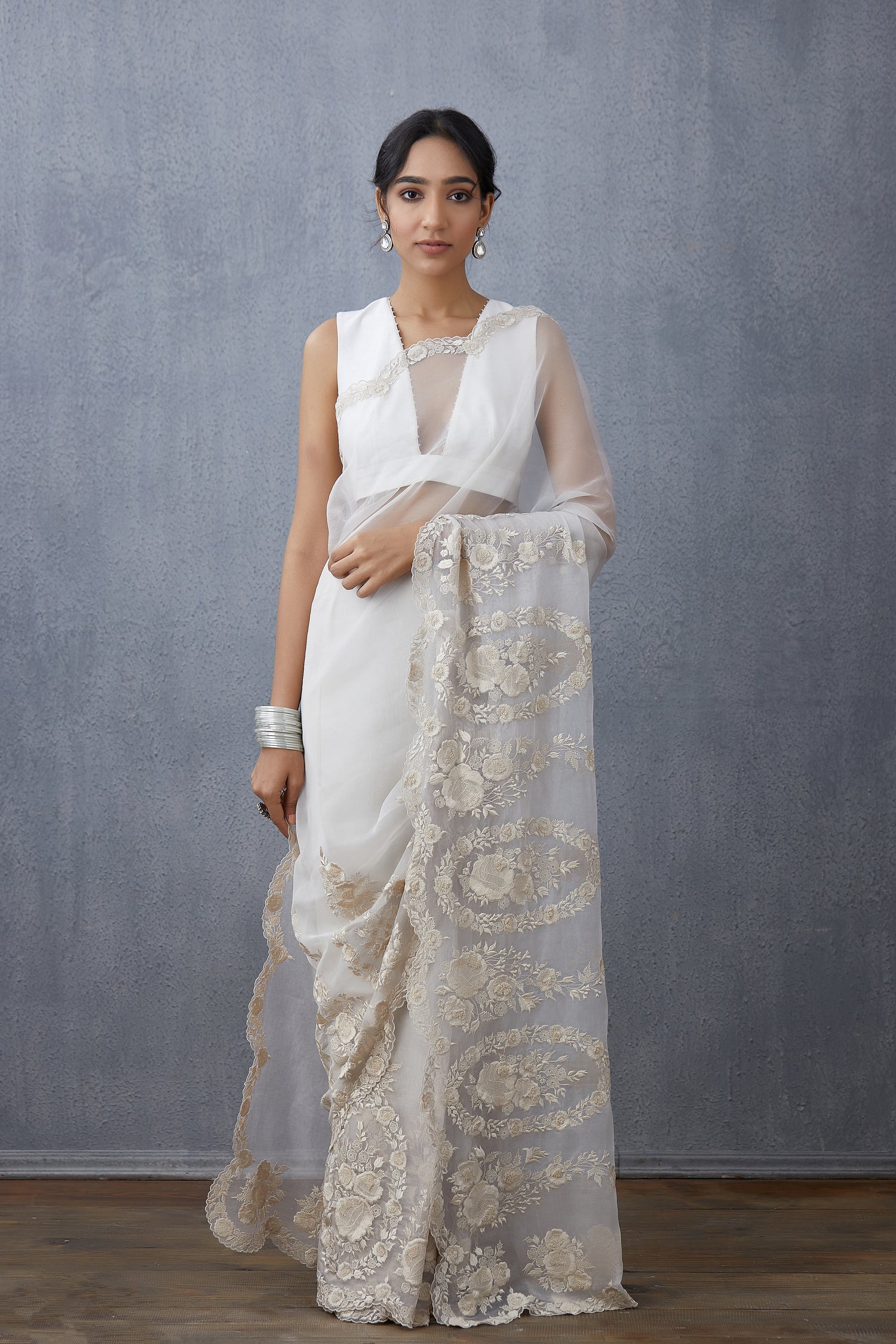 Varalika Dev in our Swetah Oshma Organza Saree Set