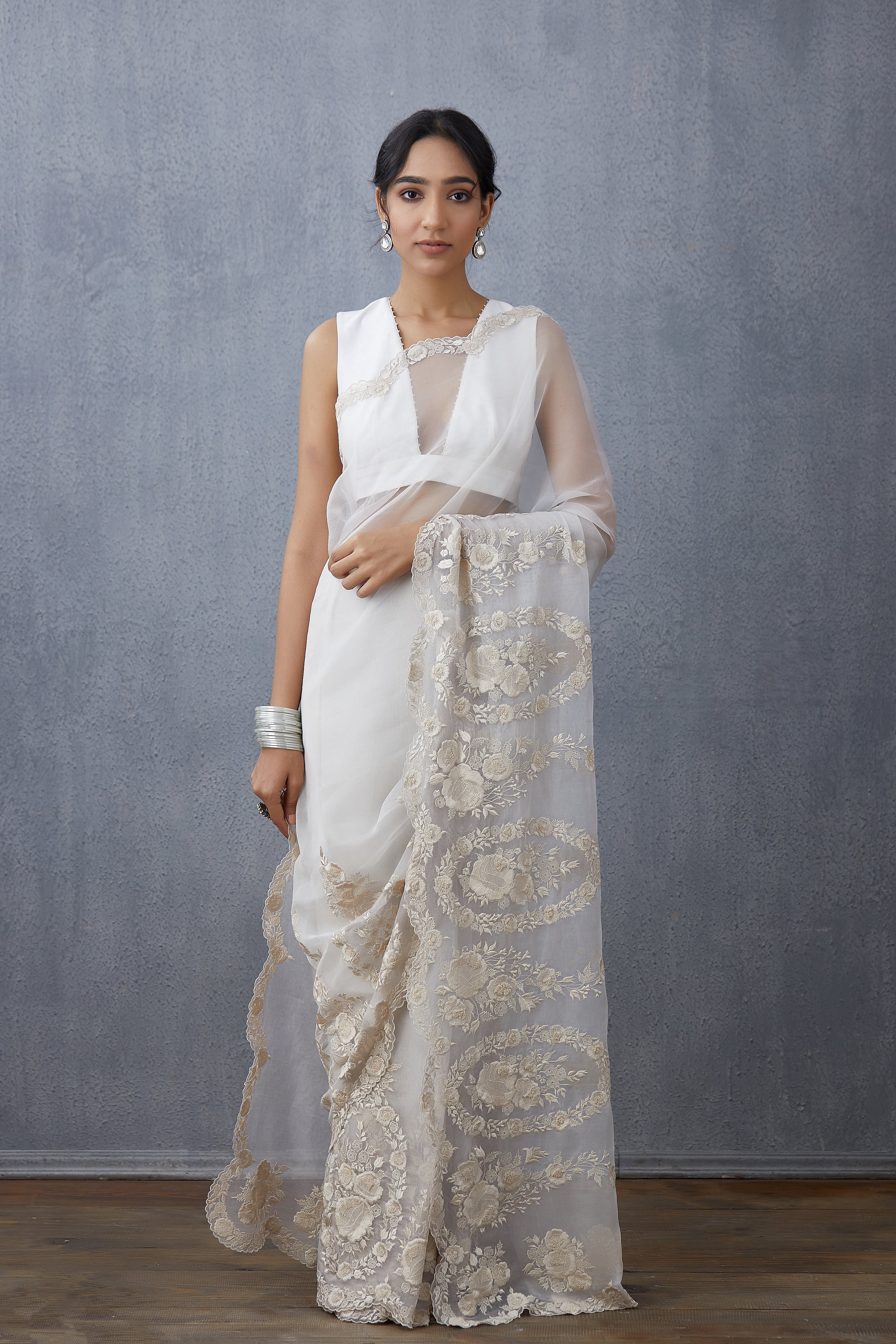 Varalika Dev in our Swetah Oshma Organza Saree Set