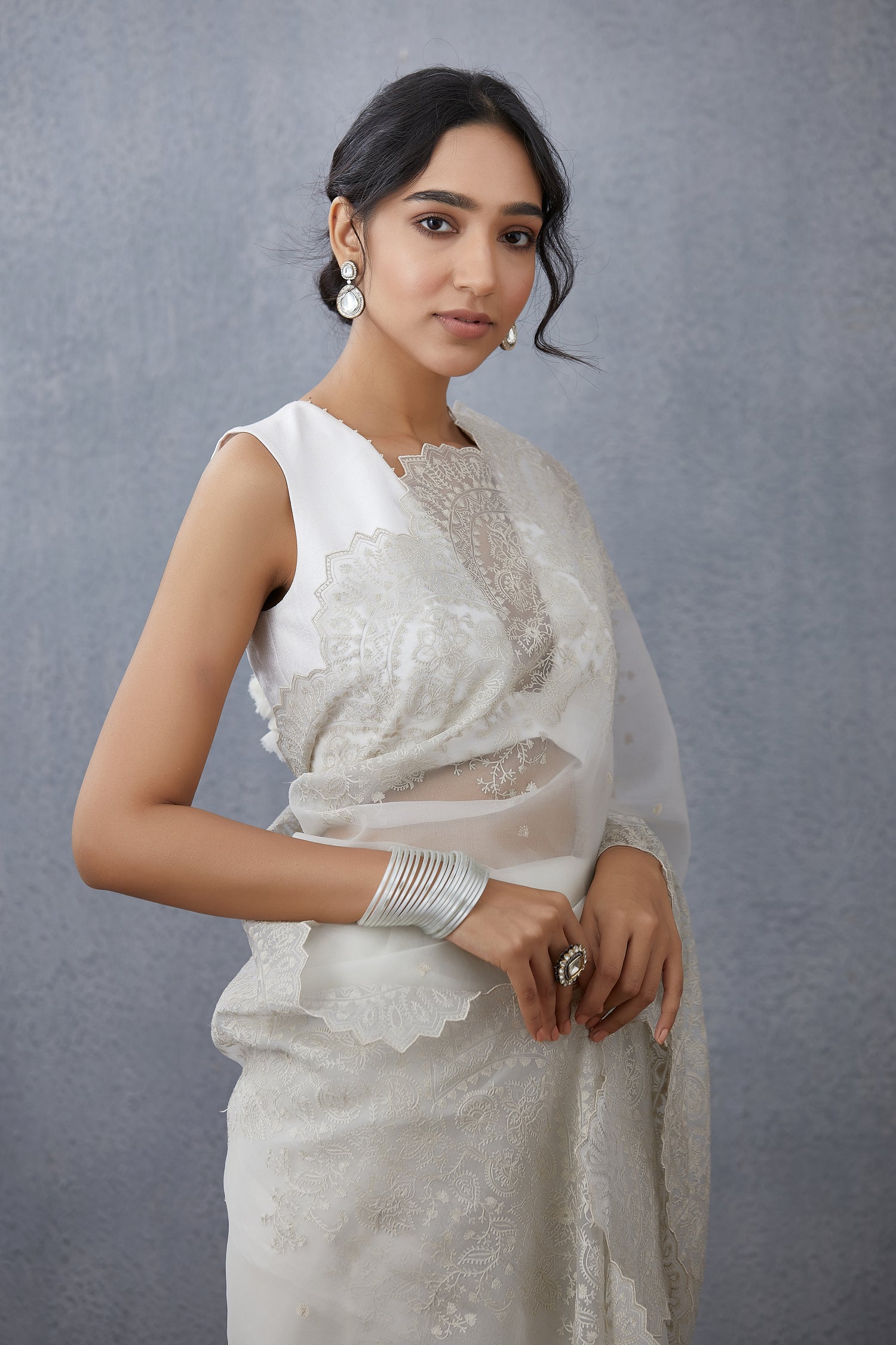 Kreenal Gala in our Swetah Farrin Saree Set