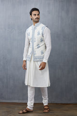 Designer Chanderi White Bandi jacket