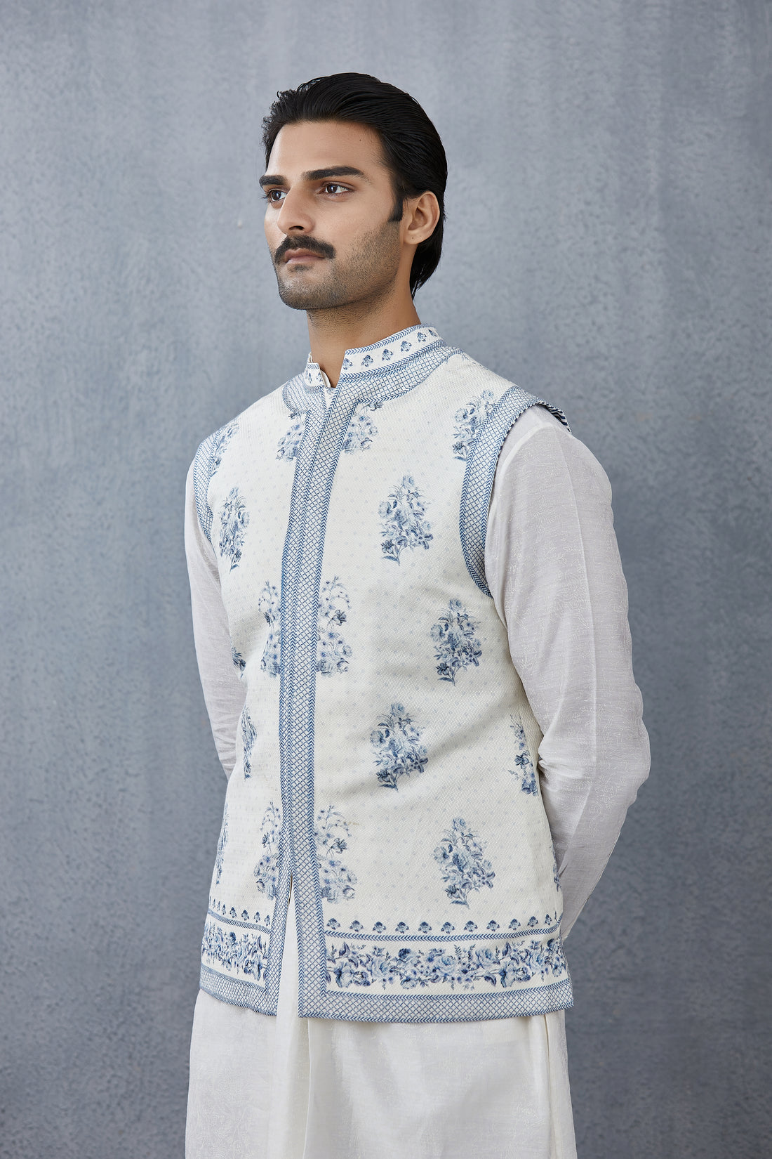 Handwoven Chanderi White Bandi jacket