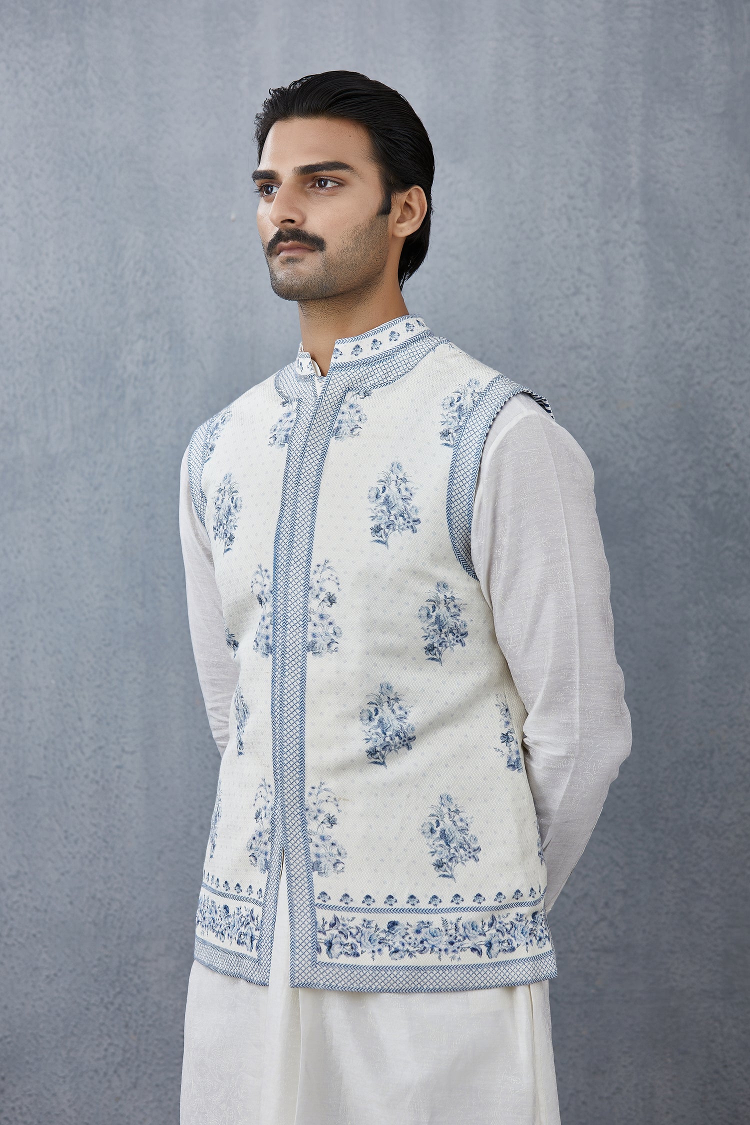Handwoven Chanderi White Bandi jacket