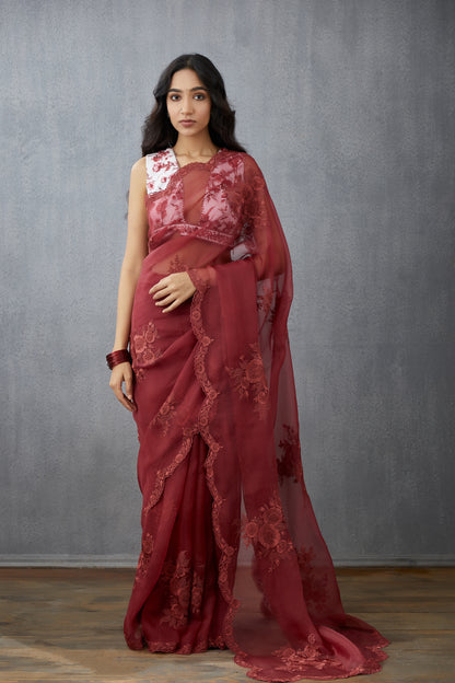 Bhuri Gulaab Boota Veeksha Saree