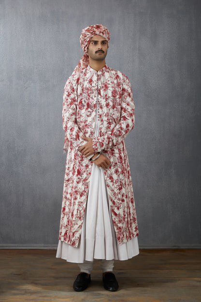 Printed Handwoven Chanderi Long jacket