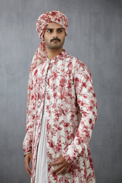 Printed Handwoven Chanderi Long jacket