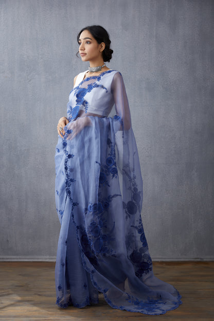 Neeli Gulaab Boota Veeksha Organza Saree