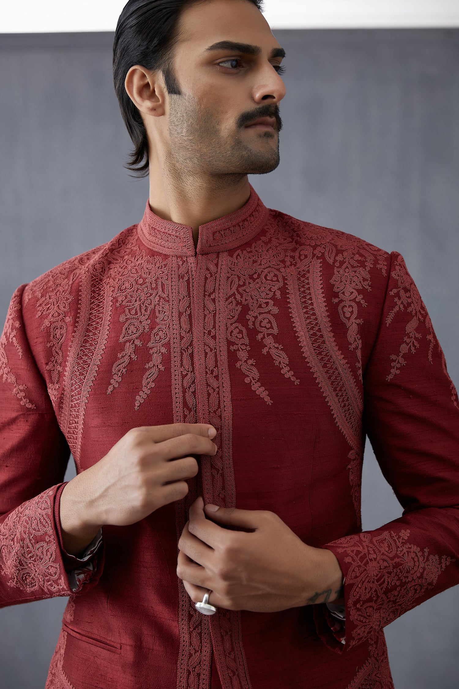 Bhuri Chanderi Imam Jacket Set