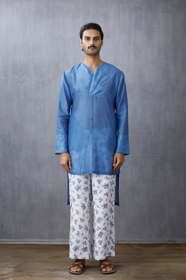 Neeli Chanderi Mir Kurta Set