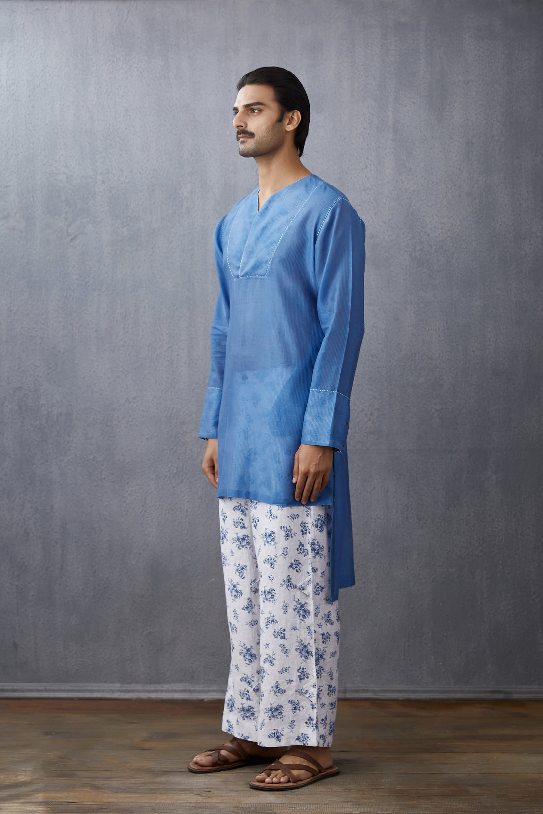 Neeli Chanderi Mir Kurta Set
