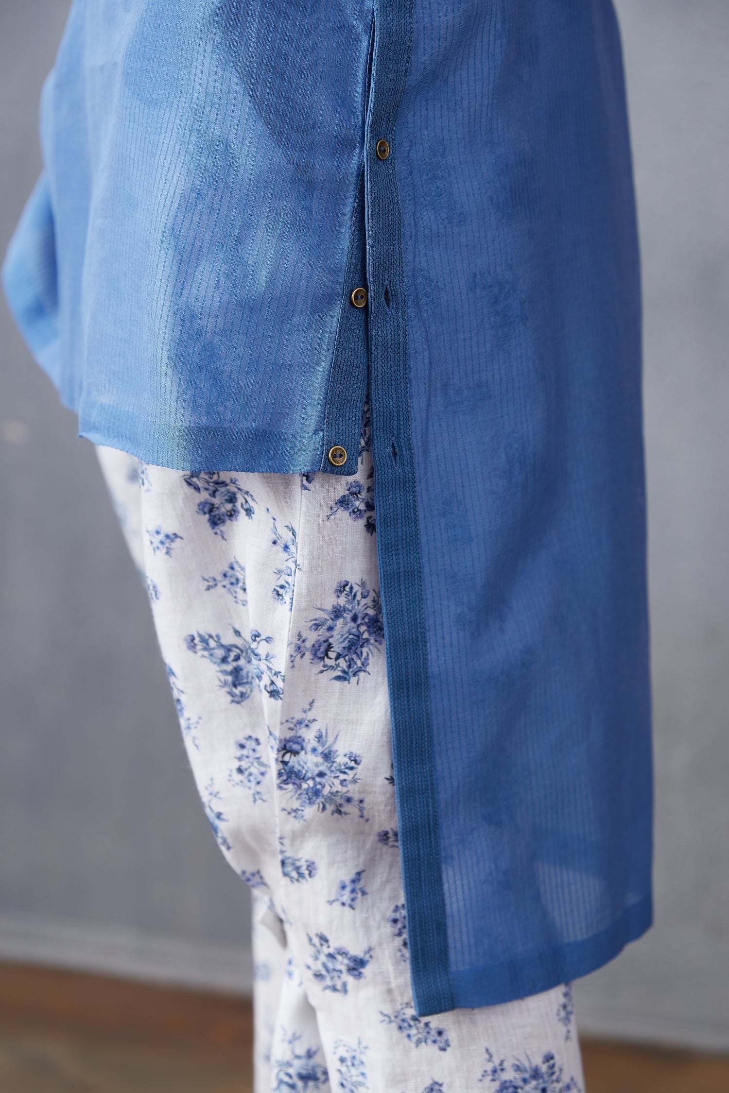 Neeli Chanderi Mir Kurta Set