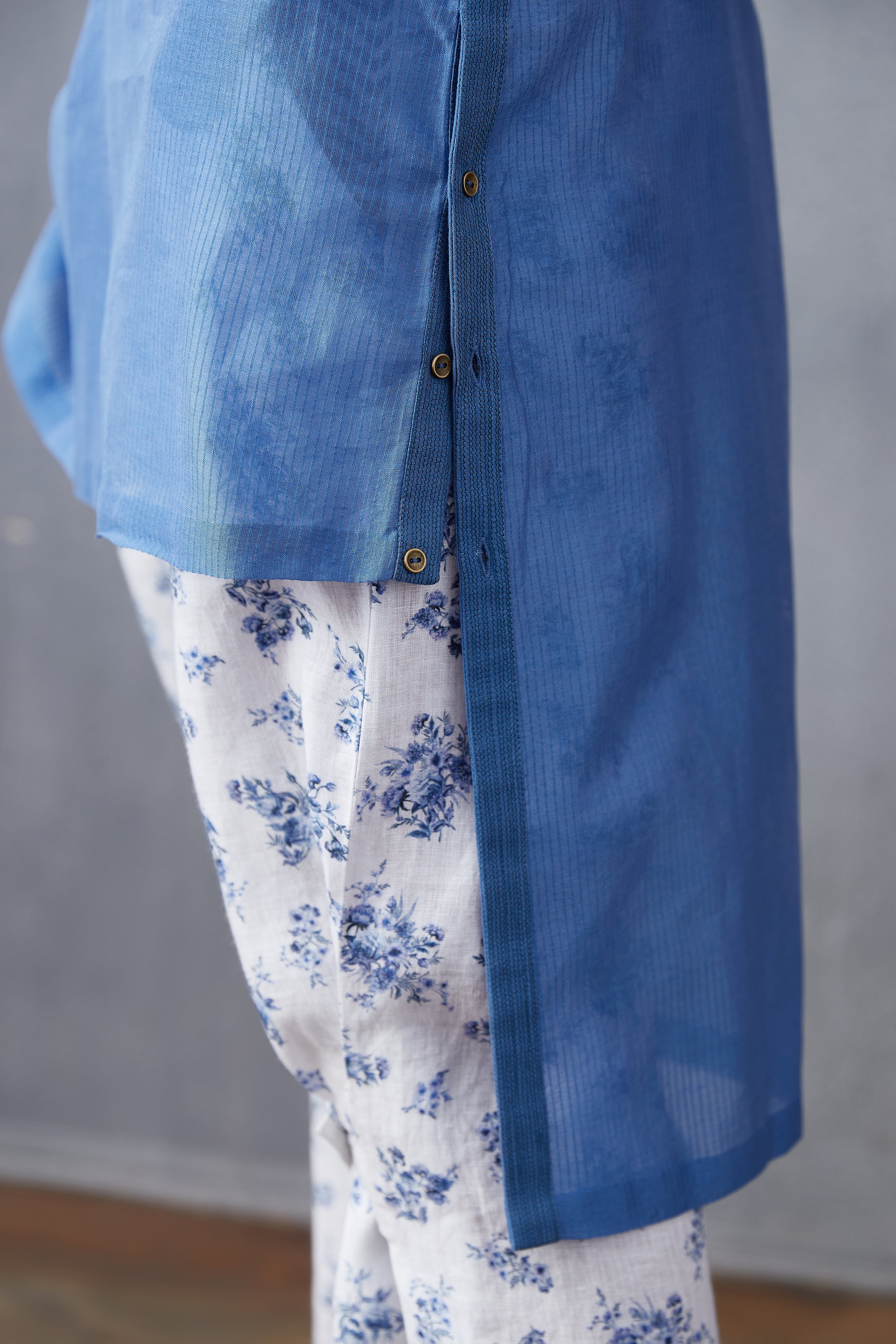 Neeli Chanderi Mir Kurta Set