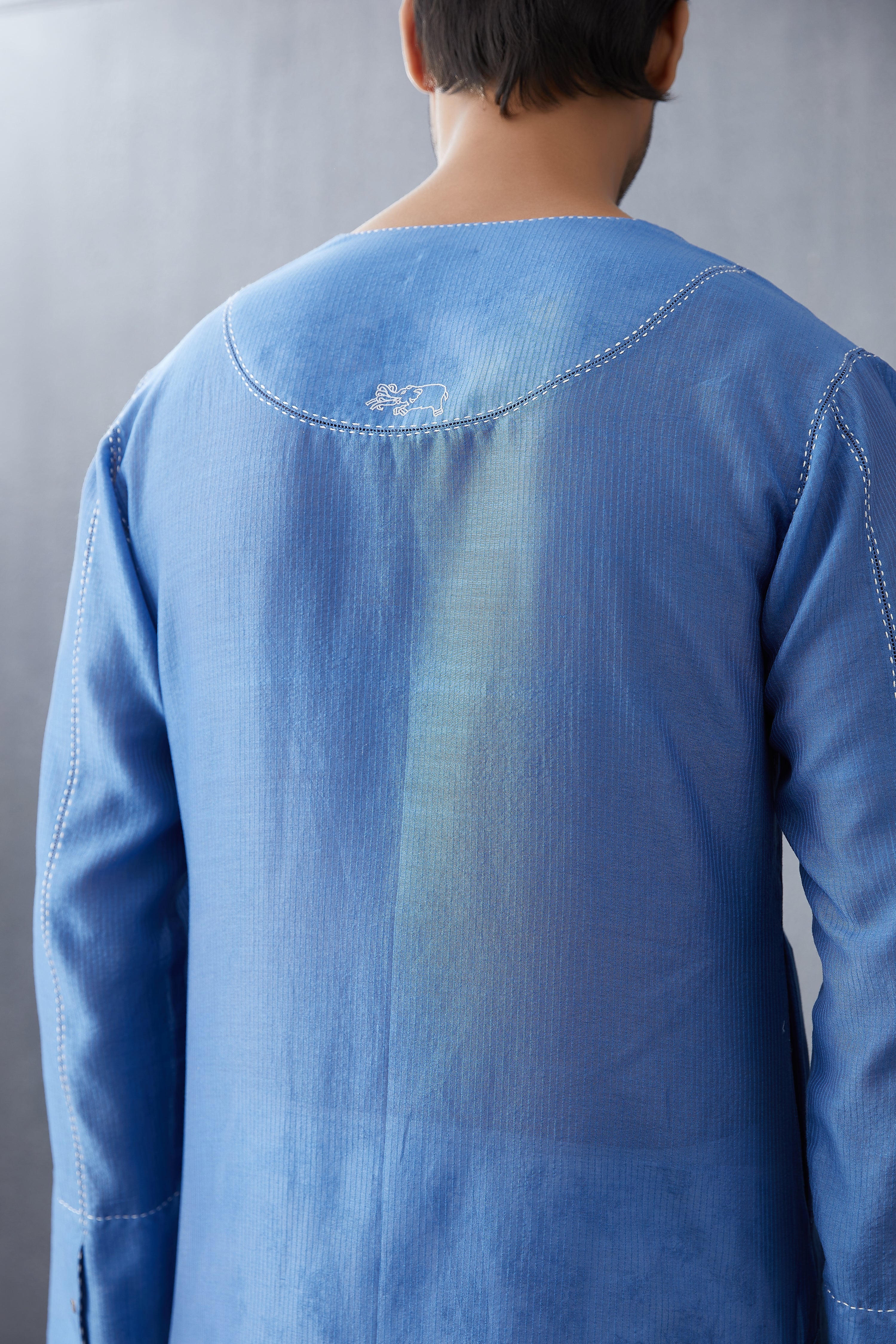 Neeli Chanderi Mir Kurta Set