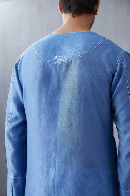 Neeli Chanderi Mir Kurta Set