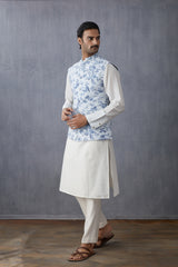 Men's Partywear Handwoven Chanderi Bandi jacket