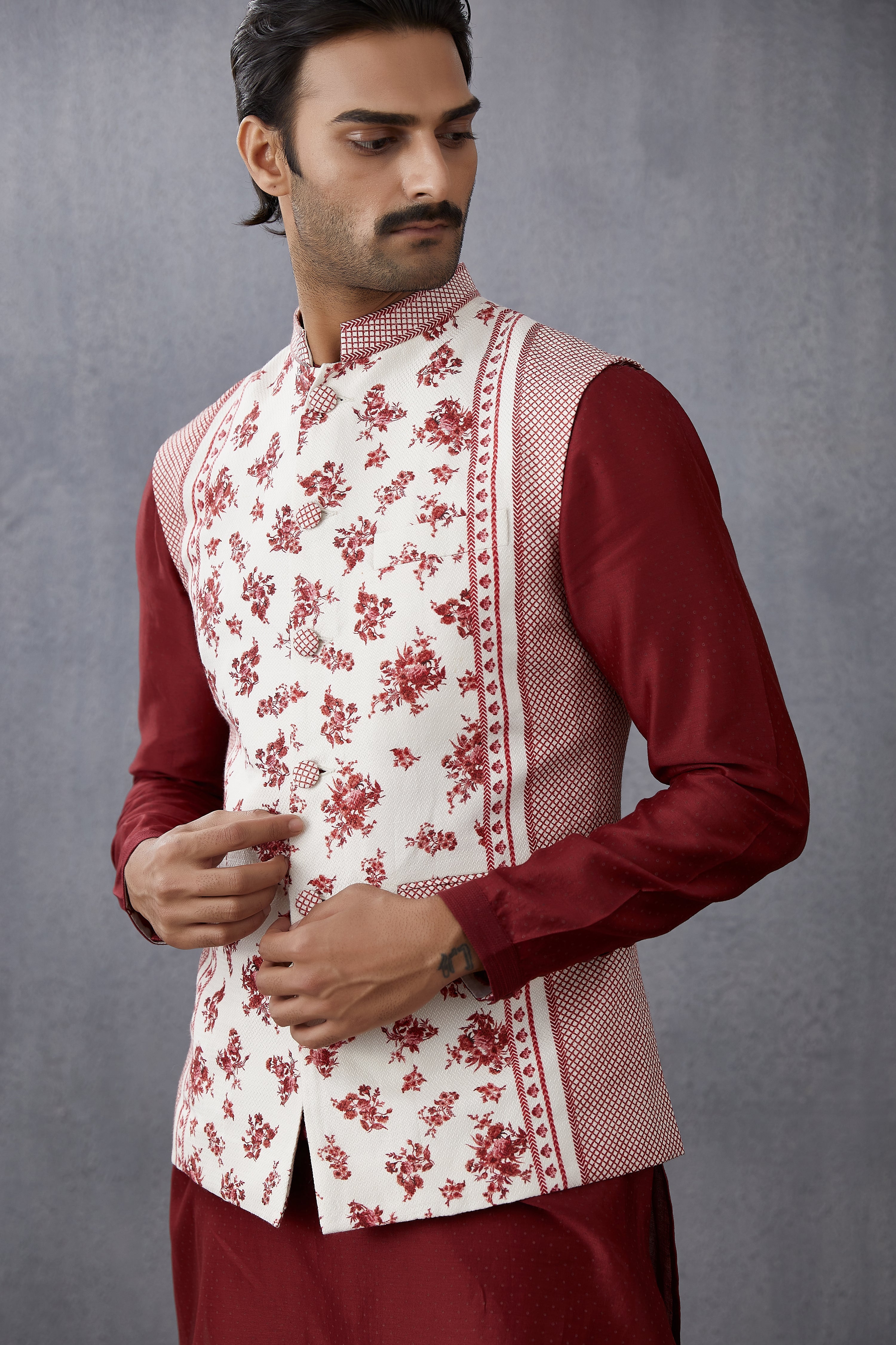 Bhoori Chanderi Kaazi Bandi Set