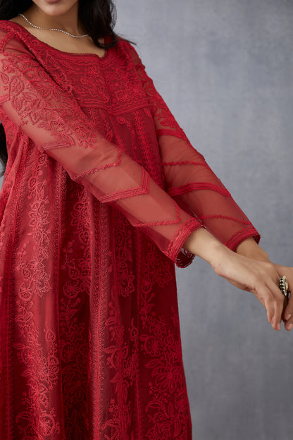 Surkh Kalidaar Paavni Kurta Set