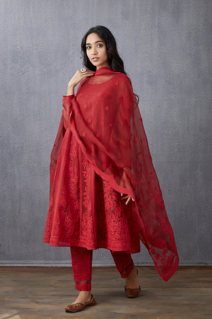 Surkh Kalidaar Paavni Kurta Set