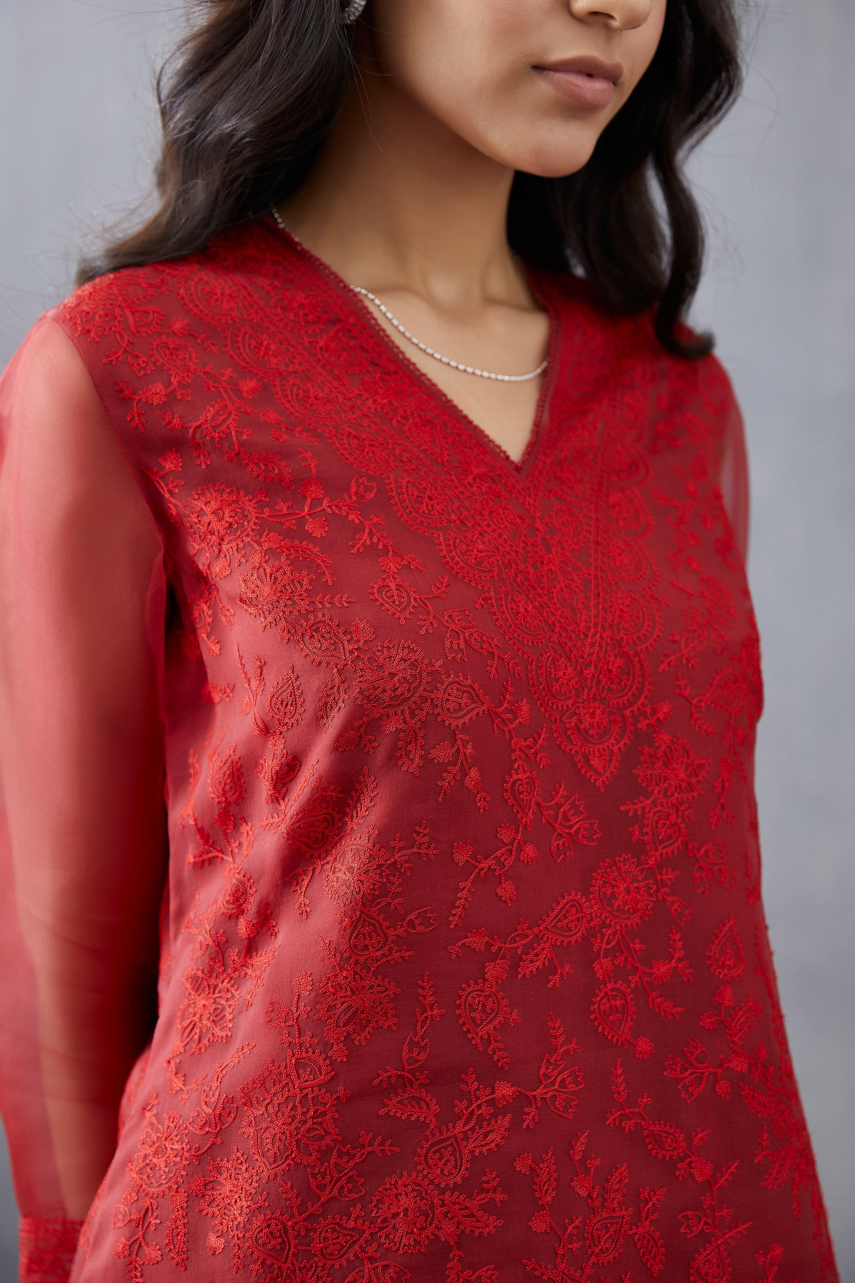 Surkh Sloka Kurta Set