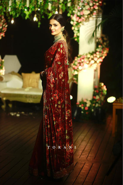 Riddhi Joshi in our Gudhal Sheesha Revathi Saree Set