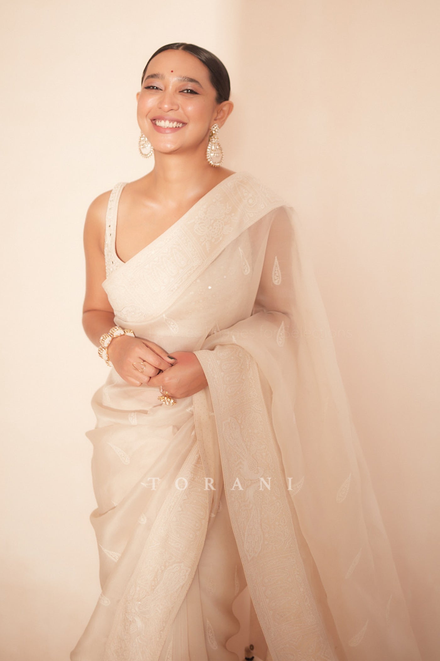 SAYANI GUPTA wearing Silk Organza SAREE in Ivory