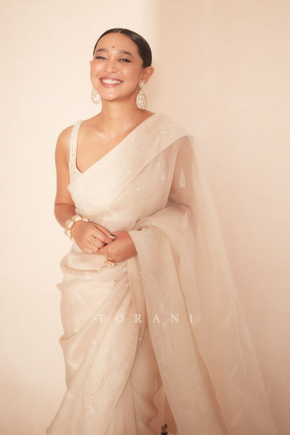 SAYANI GUPTA wearing Silk Organza SAREE in Ivory